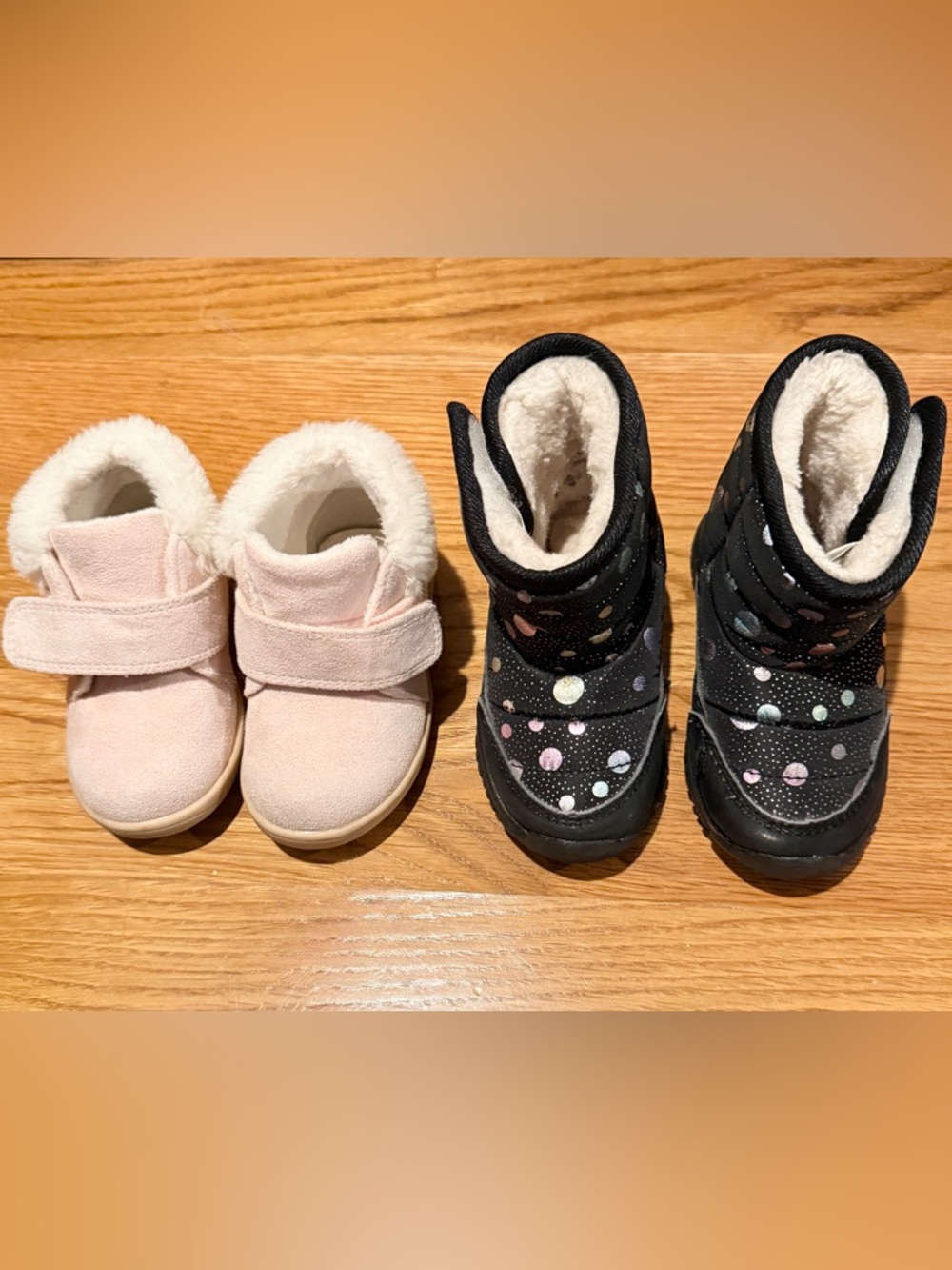 Boots Black Kids Winter Boots with Multicolor Polka Dots